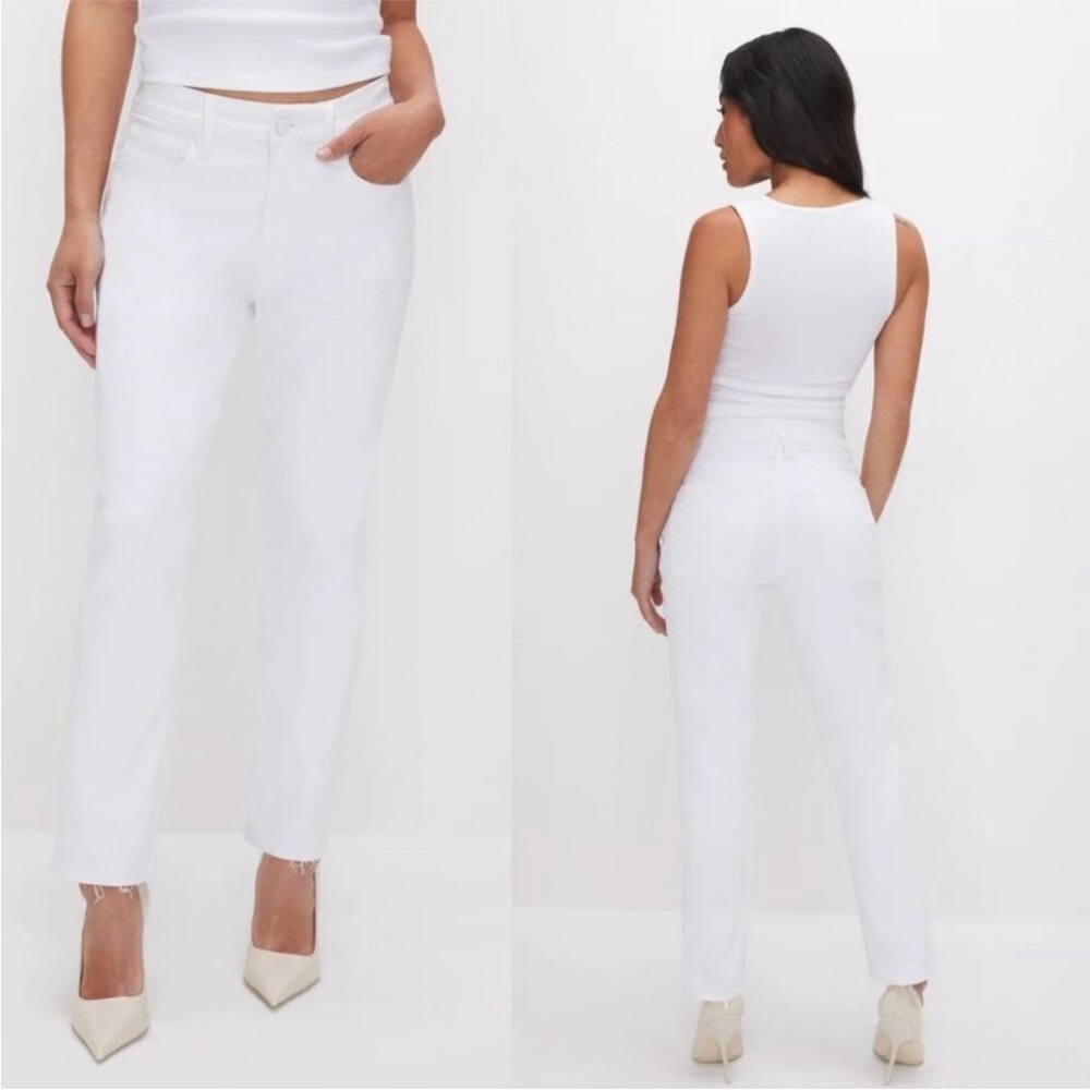 GOOD AMERICAN Good Classic Straight Leg High Waist Jeans White - sz 8/29